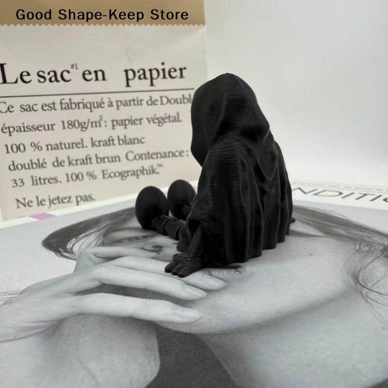 Ghost Statue Ornament Faceless Ghost 3D Printed Gothic Death Statue Home Decoration Statue of Death in Seated Pose