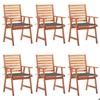 Maison Exclusive - Chaises à manger d'extérieur lot de 6 et coussins Acacia massif