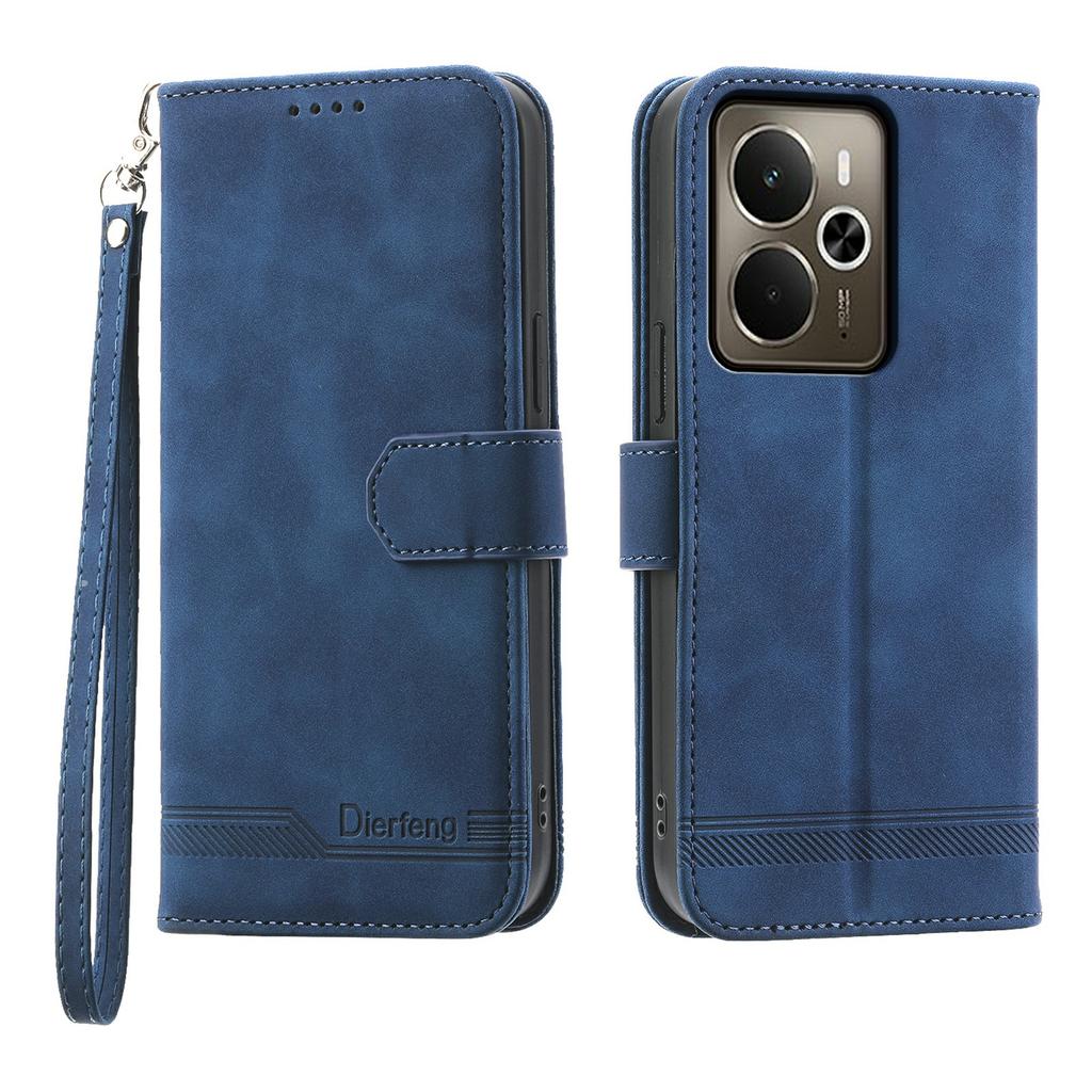 DIERFENG DF-03 For Realme 14 5G Case Lines Imprint Wallet Leather Phone Cover