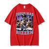 Funny Jesus Has Rizzen Rock Star Tee Shirt Mens Clothing Fashion Gothic Cool T Shirt Unisex High Quality Cotton Summer Tshirts
