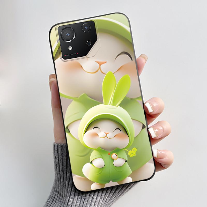 Casing For Asus ROG Phone 8 Phone8 ROG8 Pro Case Luxury Dragon Cute Cool Boys Girls Slim Black Matte Soft TPU Back Protect Cover