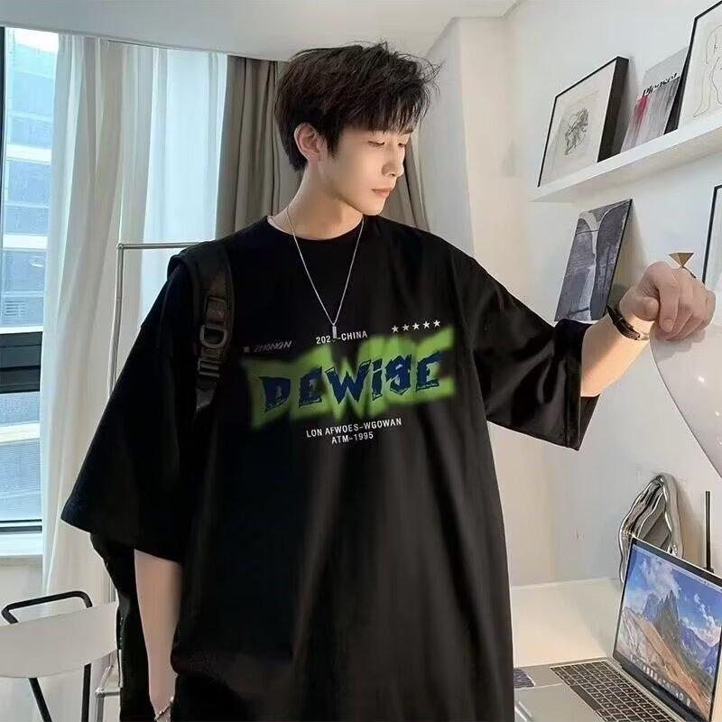 Nové tričko s krátkým rukávem pro muže v létě, trend v korejském stylu, jednoduchý top s polovičním rukávem, volné tričko značky Hong Kong