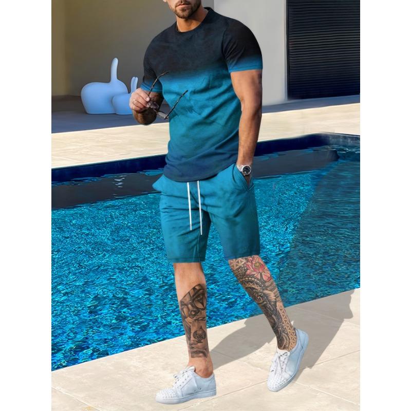 

Pearson s selection of simple and high-quality new 3D printed sports short gradient sports suit men s and men s suit 6XL