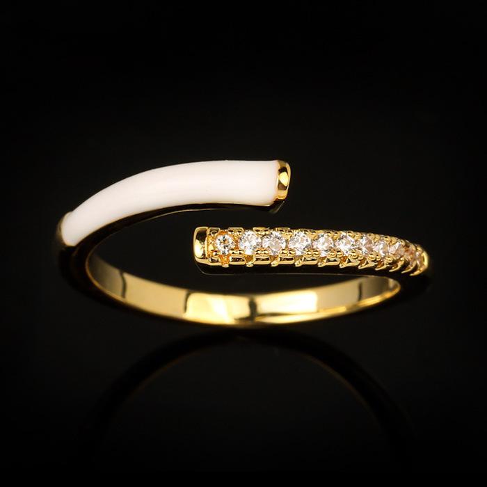 Jewelry French Enamel Chain, Simple Ring, Metal Drop Glaze, Retro Design, Niche Ring Finger Ring