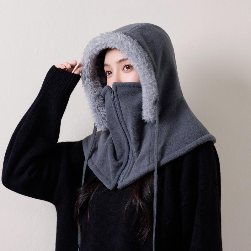 Winter Cycling Windproof Lei Feng Hat Cold Warm Hat Women's Scarf Integrated Pullover Hat Simple Head Hat