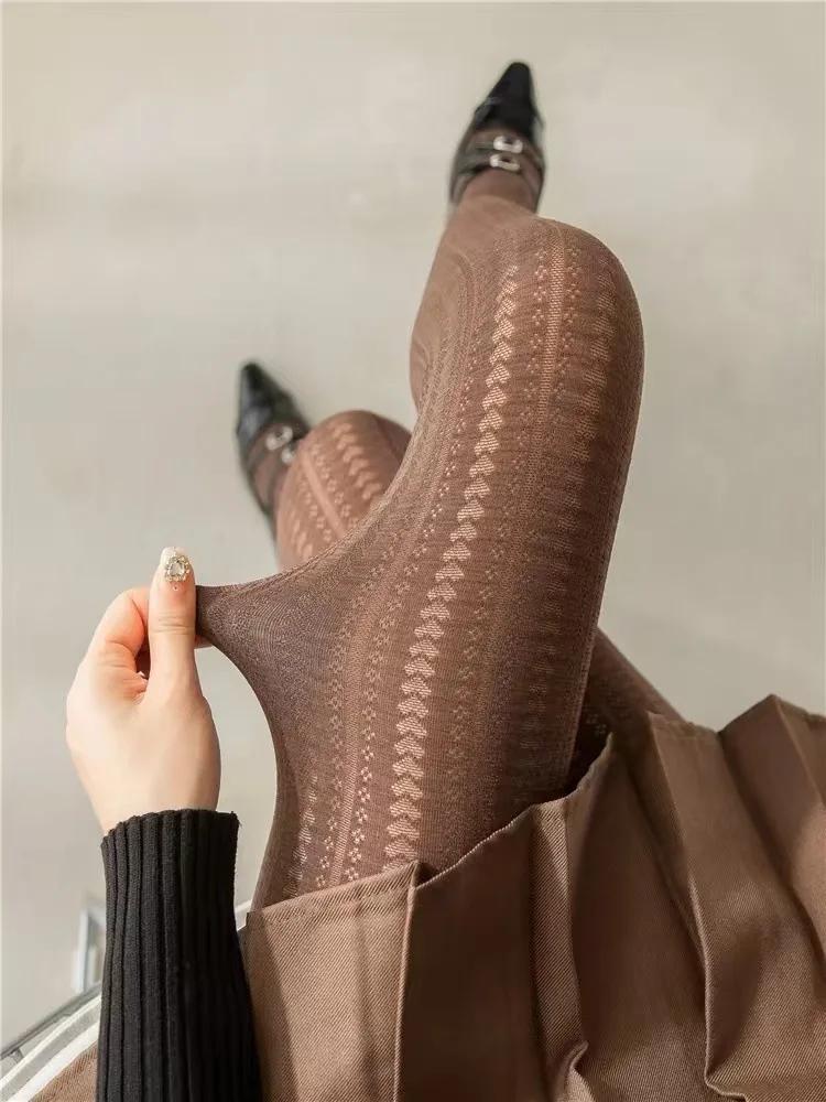

Women Stockings Sexy Slim Pantyhose Spring Autumn Winter Leggings New Solid Color Retro Super Stretch Tights Stockings кофейный
