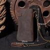 Men's Long Wallet Genuine Leather Vintage Bronze Chain Waist Chain Multi-Card Slots Billfold Wallet With Shoulder Strap For Men