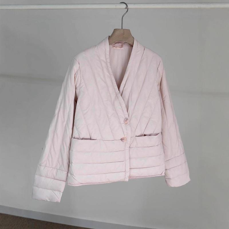 White duck down jacket women's short light and thin liner warm collar casual jacket