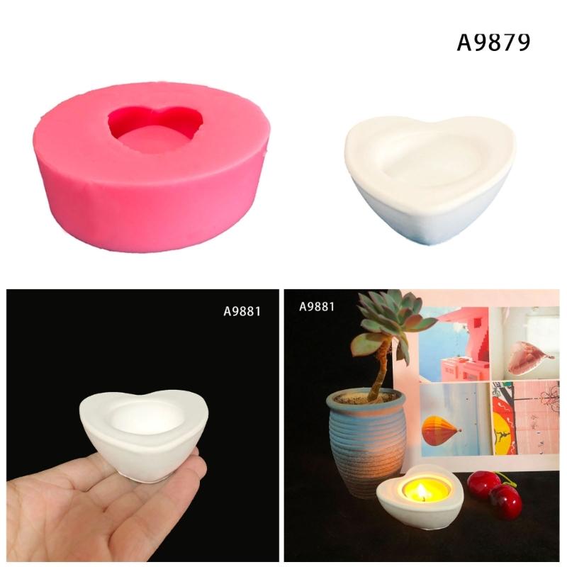 Heart Shape Candlestick Mold Plaster Silicone Mold Candle Holder Concrete Cement Mold Handmade Resin Craft Decor