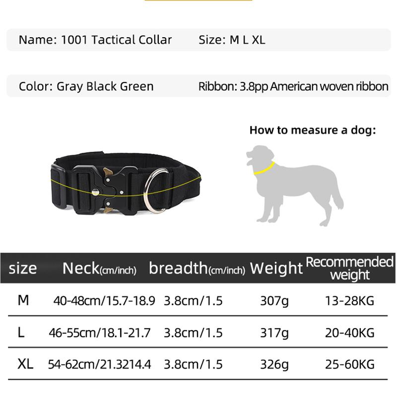 Adjustable Tactical Dog Collar Suitable For Medium Large Dogs Walking Training Collar Labrador Husky French Bulldog Collars Dog Supplies Decor