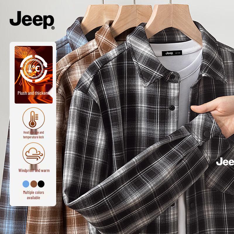 JEEP Men s Stylish Flannel Plaid Long-Sleeve Shirt M