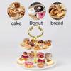 pson 2-Tier Cake Stand Hardware Kit, Flower Design Cupcake and Dessert Stands Tray Fittings for Weddings, Parties, Tea Gatherings(Gold)
