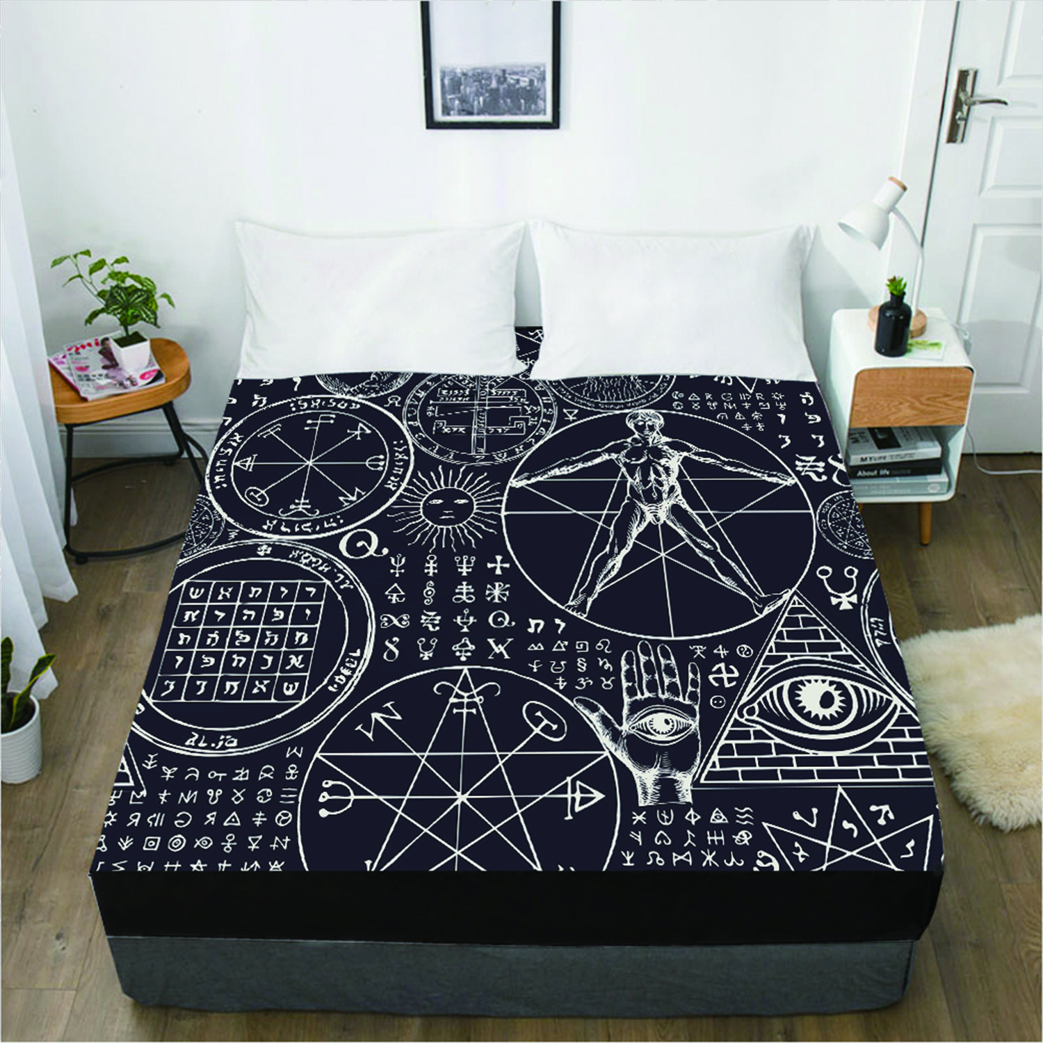 

Домашний текстиль 3D-печать рисунка Простыни Наматрасники Простыни на резинке Постельное белье Набор из трех предметов 200x200x25cm