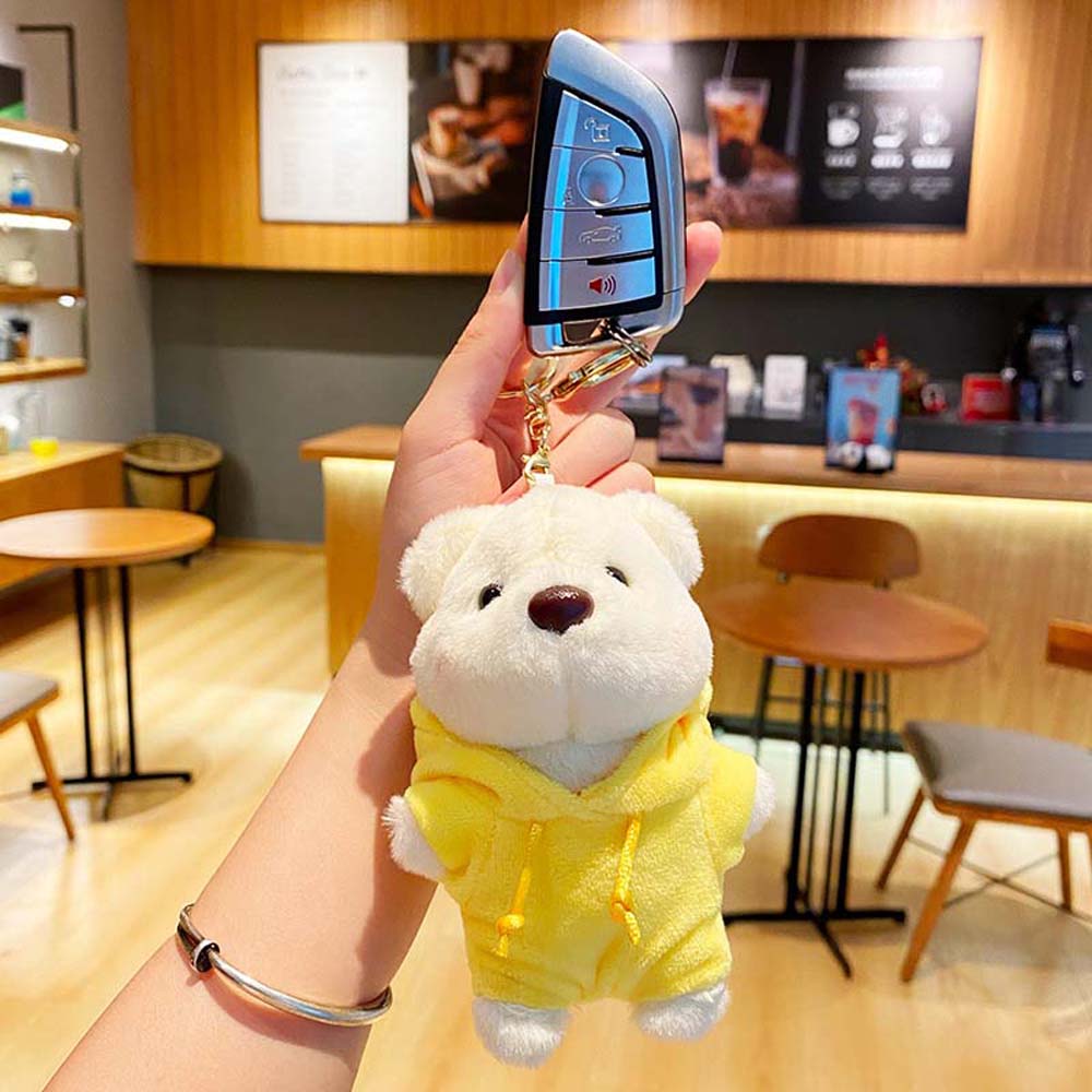 Wear Hoodies Cartoon Bear Plush Doll Bag Hanging Animal Plush Car Keyring  Friends Birthday Gifts