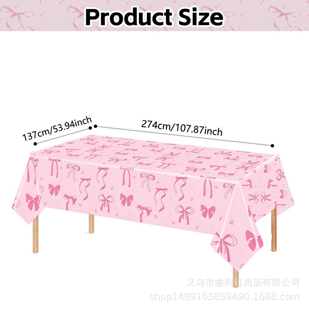 Bow Theme Party Supplies Bow Tablecloth Party Decoration Arrangement Props Tablecloth Atmosphere Tablecloth