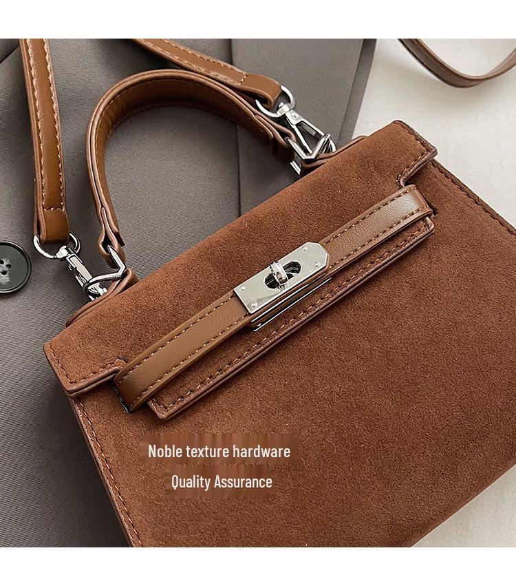 Mattes Wildleder Retro Kelly Tasche: Damen Modische Umhängetasche