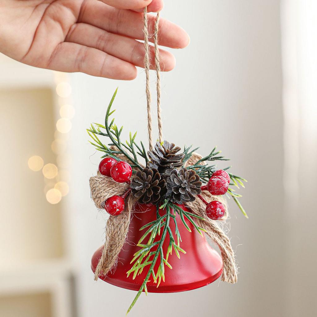 Wrought Iron Christmas Bell Light Wall Hanging Door Hanging Red Fruit Christmas Tree Hanging Decoration Ornaments