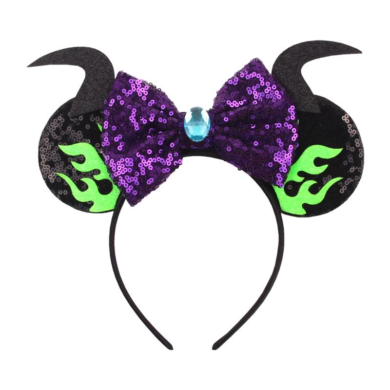 Halloween Mouse Ears Headband Sequins Bow Hairband For Women Featival Party DIY Hair Accessories Boutique