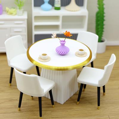 1/12 Dollhouse Simulation Dining Table Chairs Model Mini Living Furniture Dolls House Accessories Pretend Play Toy