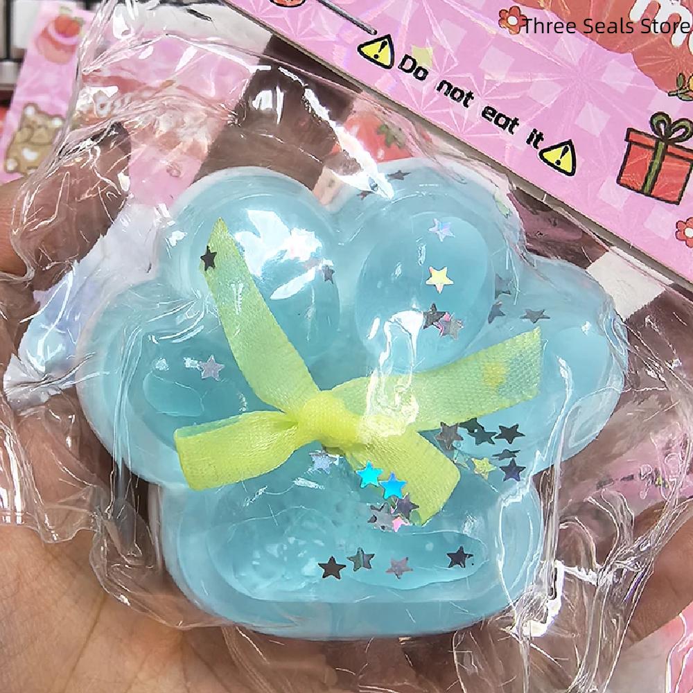 Squeeze Cat's Paw with Fur Stress Relief Squishy Fidget Toy Mini Kawaii Plush Silicone Sticky Decompressing Pinching Cat Foot