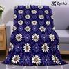 Dark Blue Daisy Dot Lightweight Microfiber Soft Christmas Fleece Blanket Warm Cozy Throw for Bed Sofa Office Travel All Season