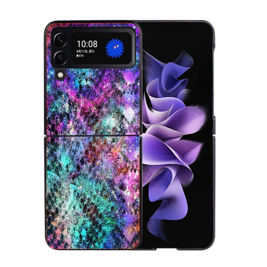 It looks like Real Snake Skin Phone Case For Samsung Z Flip 7 6 5G Galaxy Z Flip4 Z Flip5 Z Flip3 Coque Black Hard PC Shell Prot