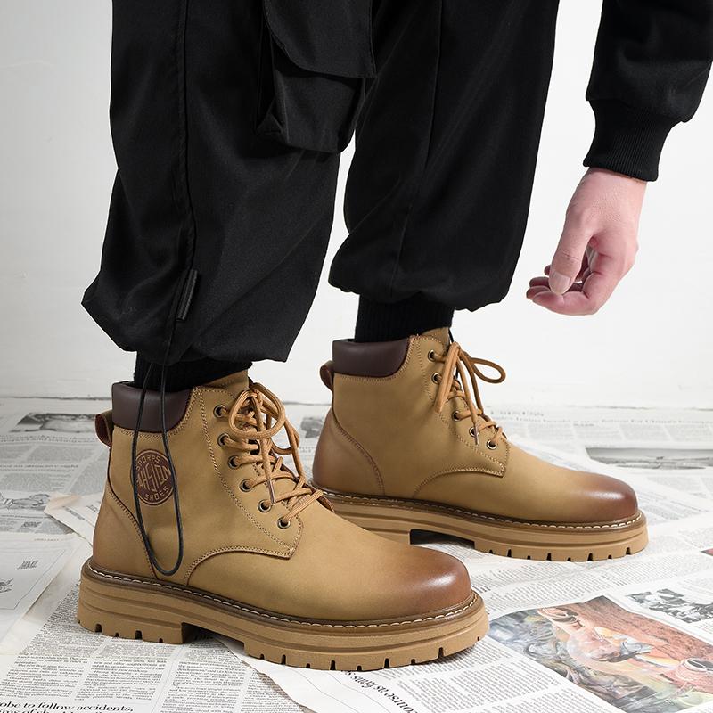 New Young Men Travel Ankle Boots Winter Classic Male Shoes Fashion Men's Leather Cowboy Boot Outdoor Casual Handmade Sneakers