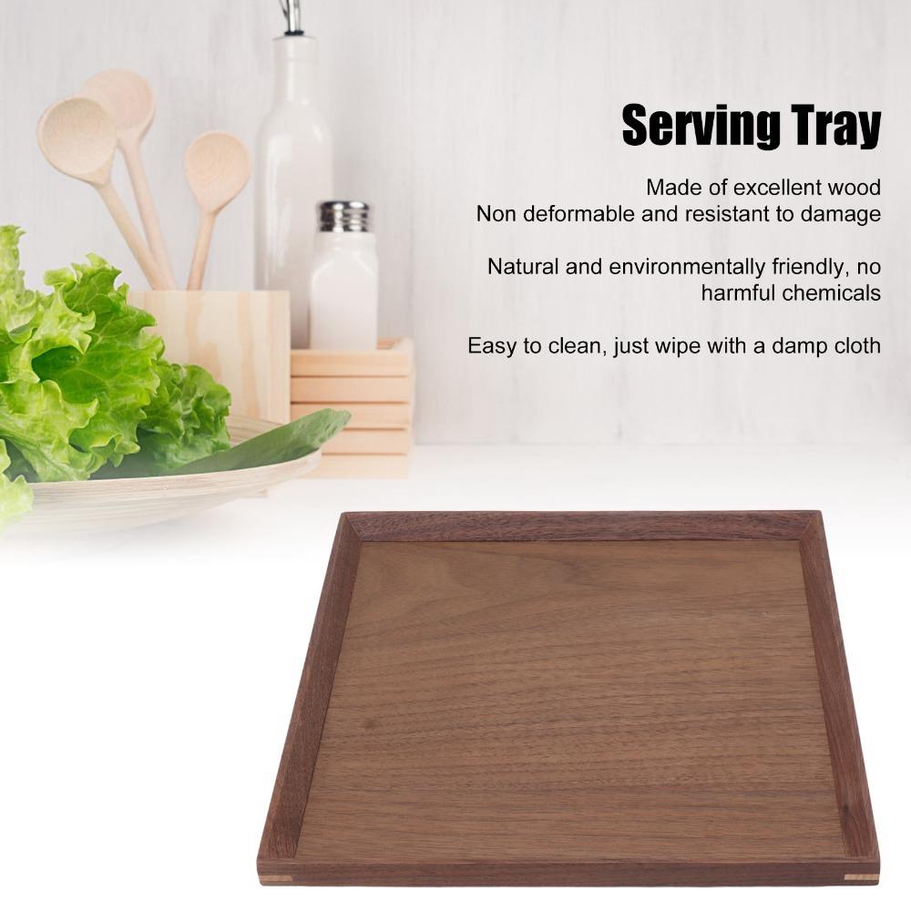 Wooden Wooden Serving Tray Square Wooden Platter Coffee Serving Serving Tray  Kitchen S