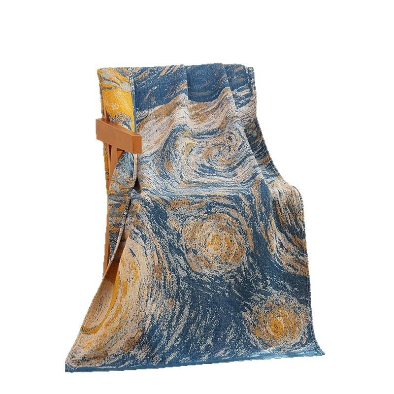 China Colored Jacquard Pure Cotton Four-Layer Gauze Bath Towel Men Women Extra-Large Adult Beach Towel Soft Absorbent