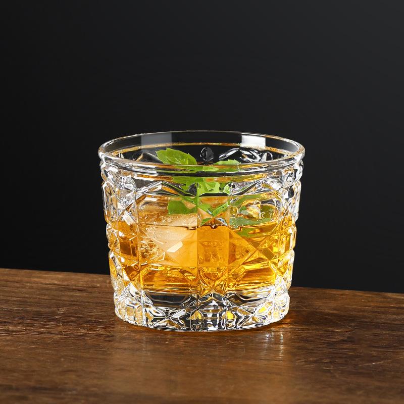 Embossed Glass Cup Ins Style Coffee Cup Design Sense Juice Cup Milk Cup Whiskey Cup Cocktail Cup