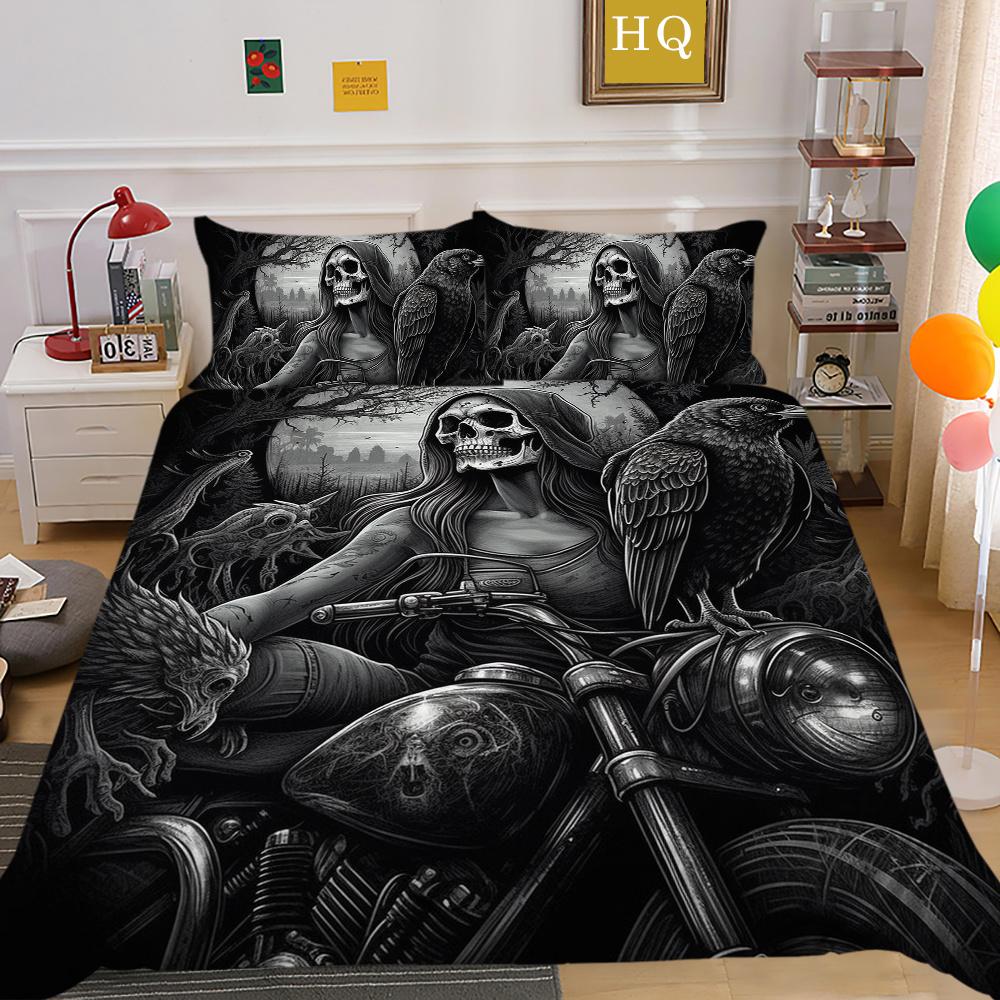 3D Beauty Skull Druck Bettwäsche Full Size Polyester Teenager Design Mode Hohe Qualität Heim Bettwäsche