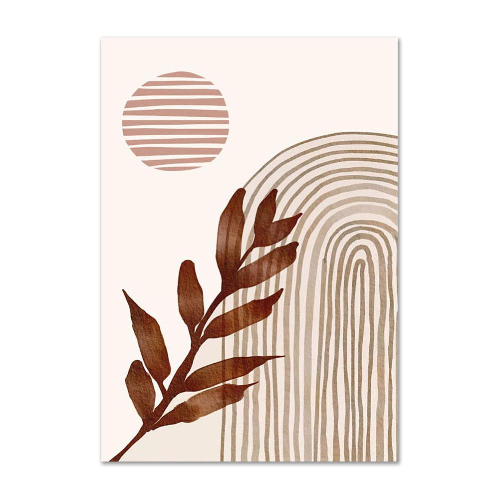 Abstract Boho Geometric Wall Art Lines Leaves Canvas Painting Poster and Print Flower Nordic Wall Picture for Living Room Home