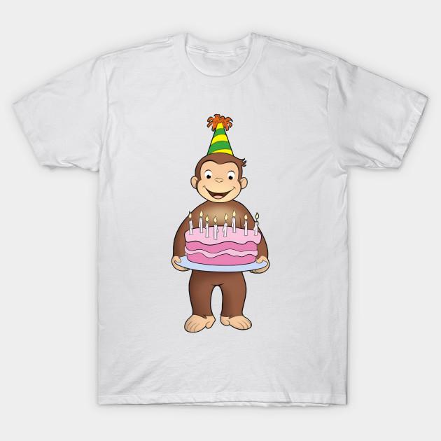 

Men Black Print T-shirt Curious George Birthday 4 No-Cut Transfer Paper Print Cotton Tshirt L білий