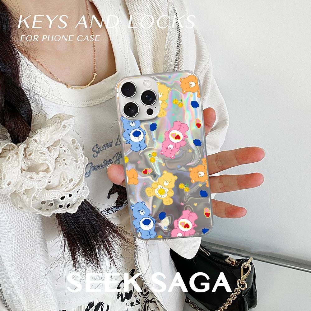 Cartoon Care Bears Phone Case For IPhone 16 15 14 13 12 11 Pro Max Mini X Xs XR Transparent Case
