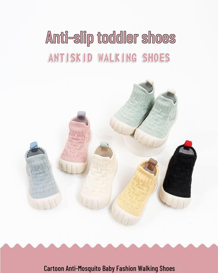 Soft Sole Non-slip Baby Walker Shoes - Solid Color Floor Socks for Boys & Girls, Ideal for Spring & Autumn Pre-walking.