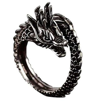 Unisex Retro chinesischer Drache geschnitzt verstellbare Öffnung Fingerring Schmuck Geschenk