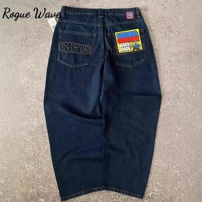 RogueWave American Vintage Gewaschene und Distressed Jeans High Street Casual Japanische Damen Hose Y2k Lockerer Gerader Schnitt Slim und Vielseitig
