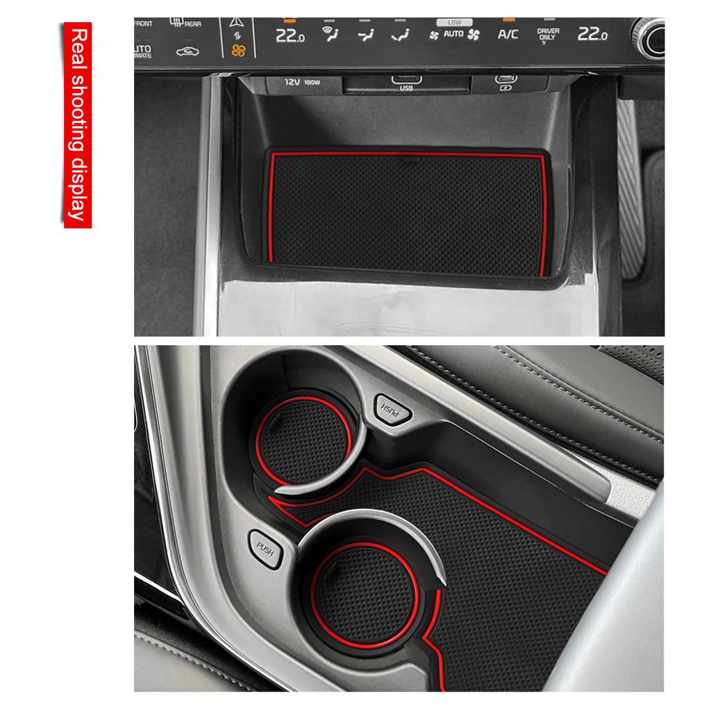Smabee for Kia Niro EV 2023-2026 Anti-Slip Gate Slot Mat PVC Center Console Liners Door Groove Pad Non-slip Mats Accessories