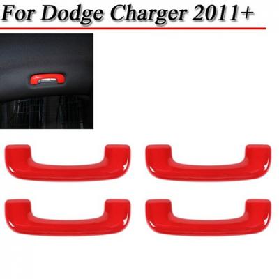 For Dodge Charger 2011+ Red Interior Top Roof Grab Bar Handle Cover Sticker Trim