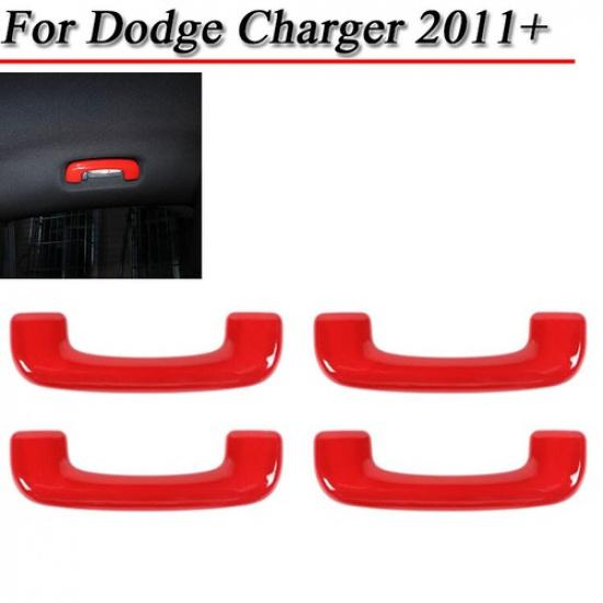 

For Dodge Charger 2011+ Red Interior Top Roof Grab Bar Handle Cover Sticker Trim