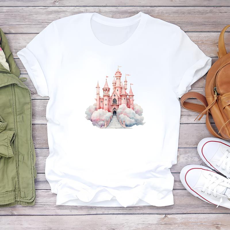 Letní dámské tričko, denní trendy móda, roztomilé potisky s krátkým rukávem.