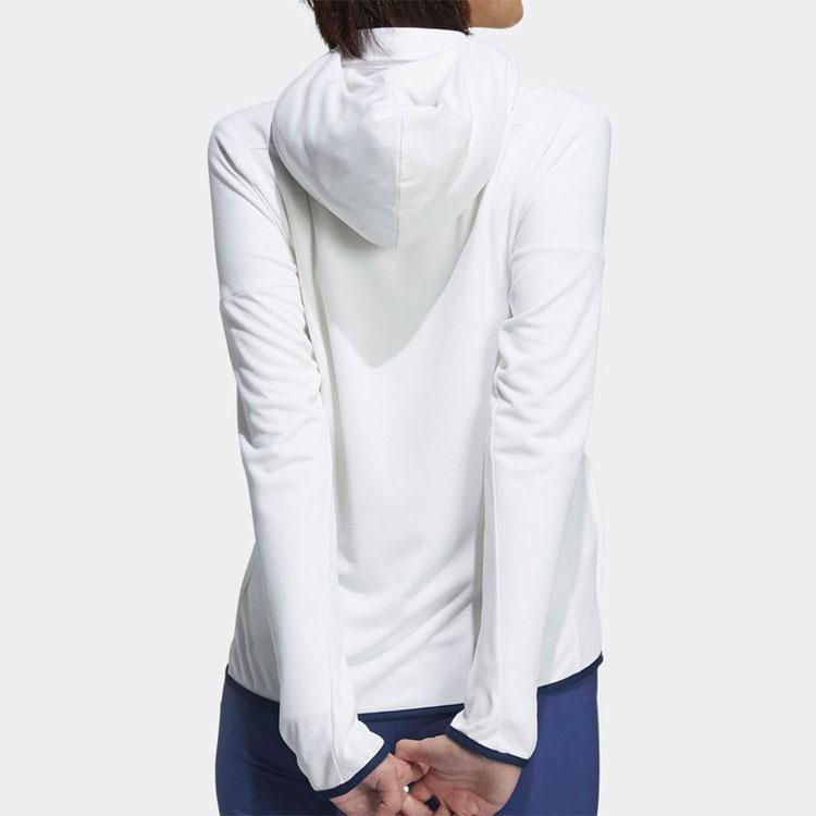 Adidas Logo Letter Pattern Printed Zipper Solid Color Hooded Long Sleeve Jacket Women jackets White GM0864