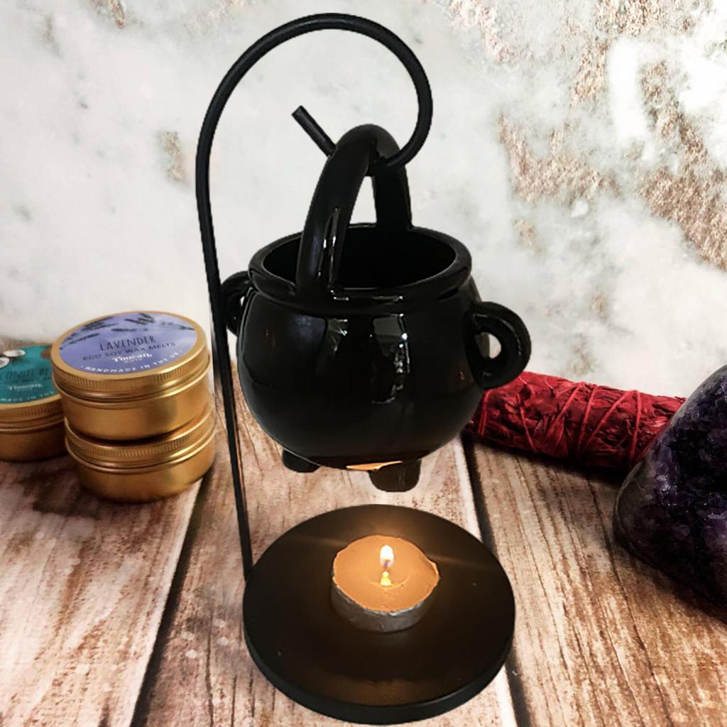 Halloween Hanging Witch Cauldron Oil Burner Witch Caldron Pot Candle Holder Smudging Incense Burning Essential Oil Diffuser Spa