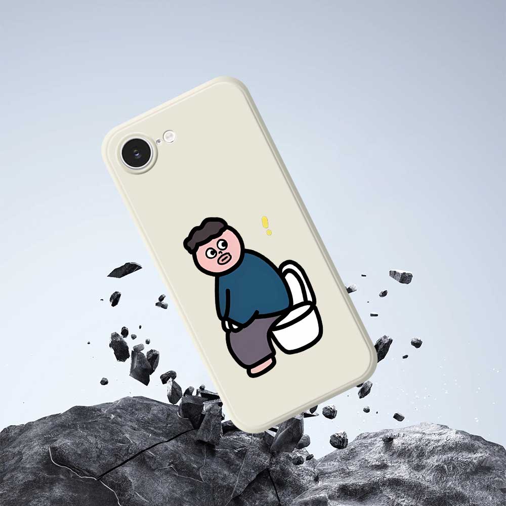 Für iPhone 16e Hülle Toilet Boy Musterdruck Gerade Kante TPU Handy Rückseite