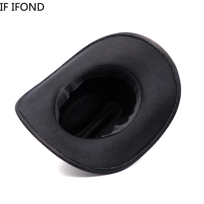 Nuovo Cappello da Cowboy Western Vintage per Uomo Gentleman Donna Jazz Cowgirl con Pelle a Falda Larga Cloche Cappelli Sombrero Hombre