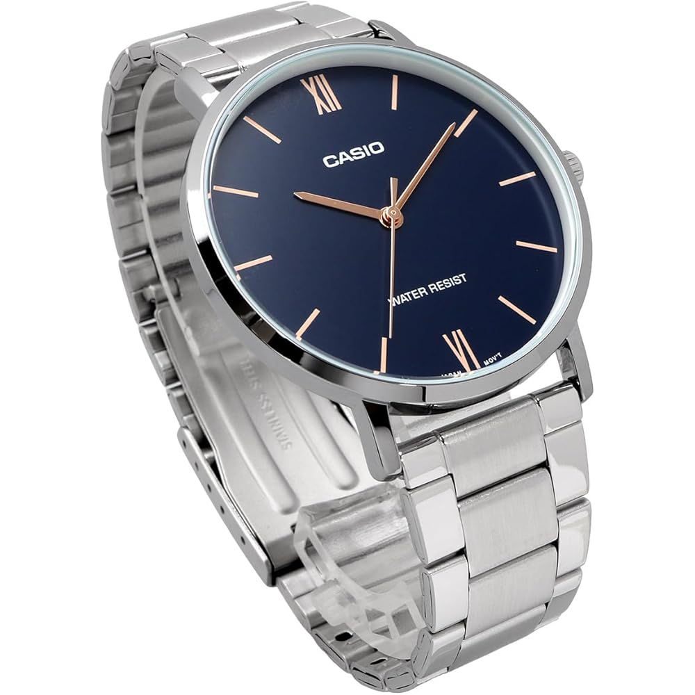[Casio] CASIO Quartz Men's Watch MTP-VT01D-2B Navy Metal Band Overseas Model [Parallel Import]