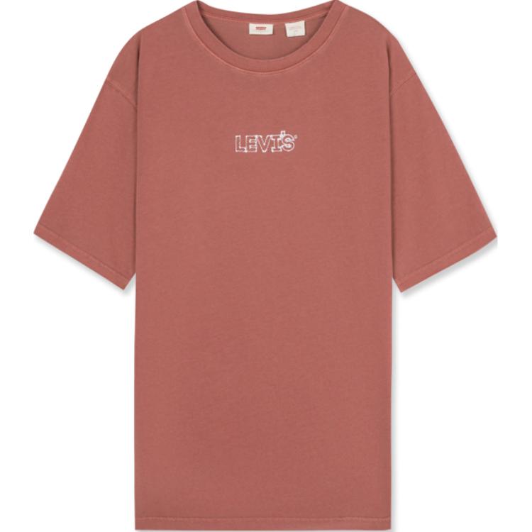 

Мужская футболка с коротким рукавом и вышивкой логотипа Levis с круглым вырезом, розовая A9231-0003 S