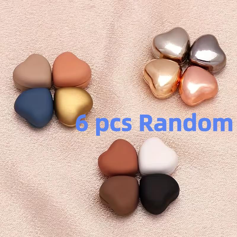 

6 pcs Random Heart-Shaped Magnetic Clips, Multicolor, Detachable, Secure Shirts, Collars, Cuffs, Scarves, DIY Decor