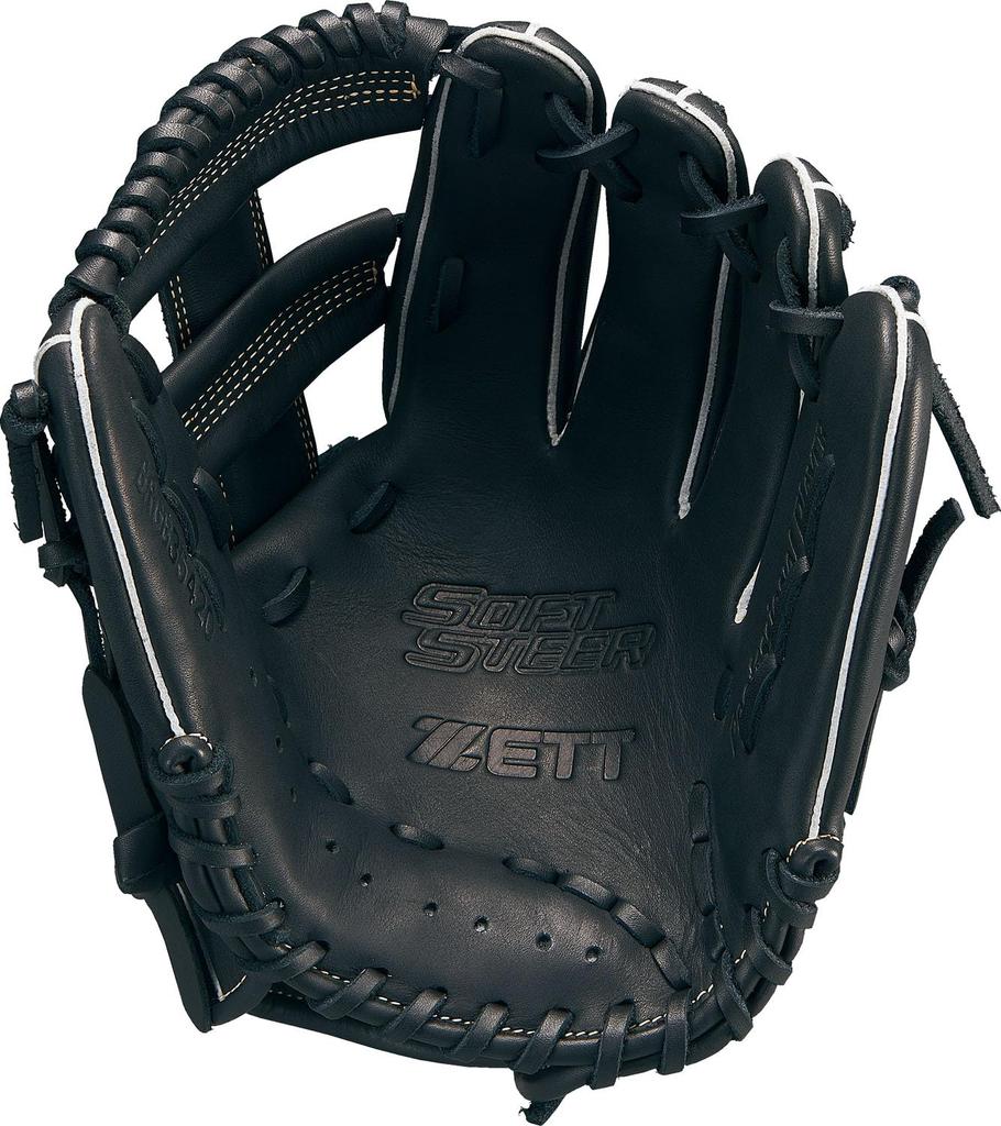 ZETT Soft Steer Baseball Glove for Black Size BRGB35420 All-Around Left-Handed Throws, (1900), 4,