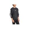 adidas Essentials 3 Şeritli Fransız Havlu Kumaş Sweatshirt Siyah/Beyaz Erkek Sokak Giyimi JE6372